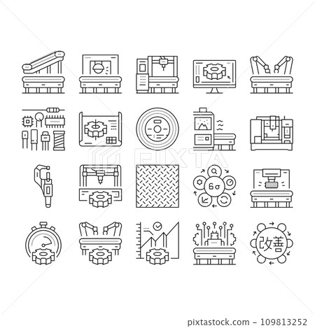 manufacturing industry factory icons set vector manufacturing industry factory icons set vector 109813252