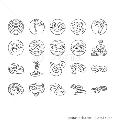 snake black serpent viper cobra icons set vector 109813272
