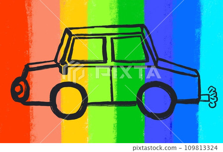 背景為彩色彩虹色的汽車插圖 109813324