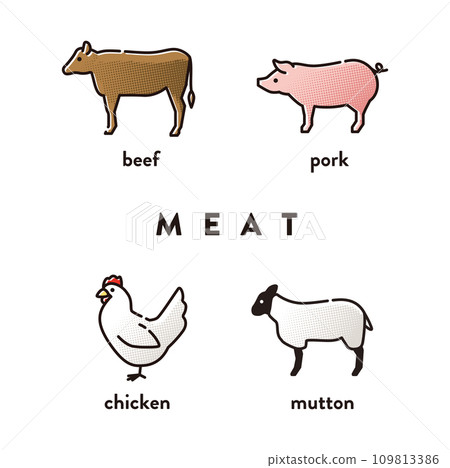 Beef, pork, chicken, mutton, mutton, Genghis Khan Beef, pork, chicken, mutton, mutton, Genghis Khan 109813386