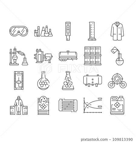 chemical engineer research icons set vector 109813390