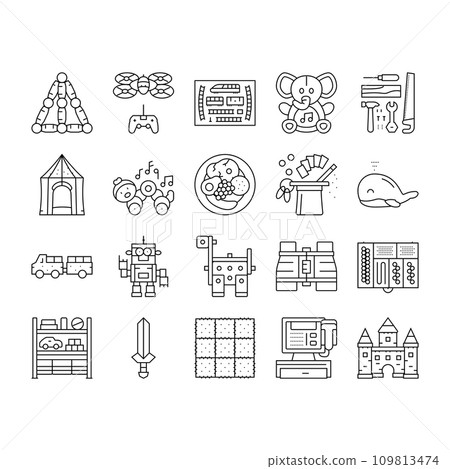 toy baby child kid play icons set vector toy baby child kid play icons set vector 109813474