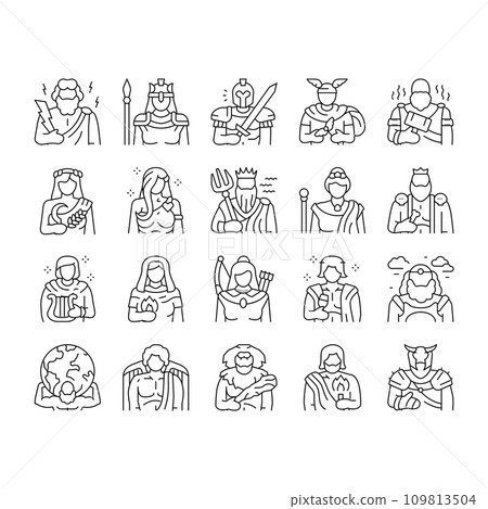 greek god mythology ancient icons set vector 109813504