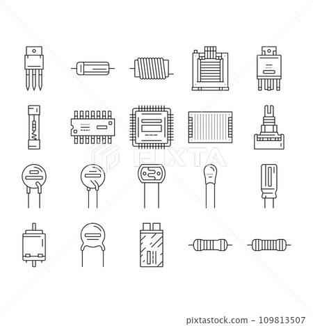 electronic component circuit chip icons set vector 109813507