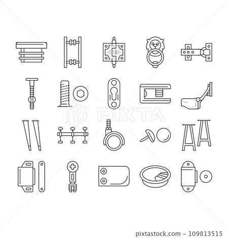 hardware furniture detail fitting icons set vector 109813515