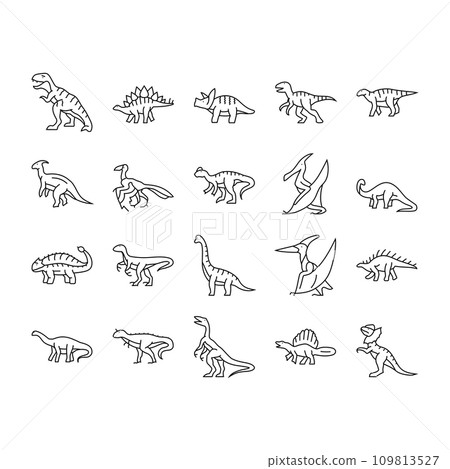 dinosaur dino animal cute icons set vector 109813527