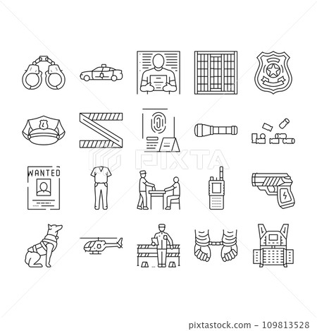 crime scene police evidence icons set vector crime scene police evidence icons set vector 109813528