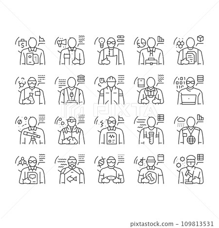 scientist laboratory lab science icons set vector scientist laboratory lab science icons set vector 109813531