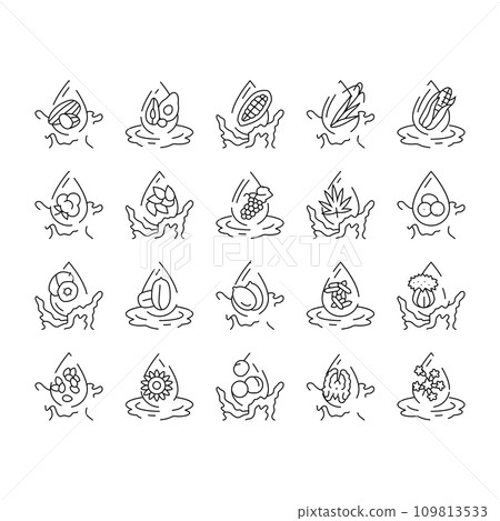 oil liquid yellow drop cooking icons set vector 109813533