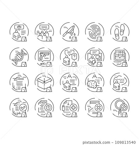 evidence crime police scene board icons set vector 109813540