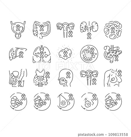 cancer breast health medical icons set vector cancer breast health medical icons set vector 109813558