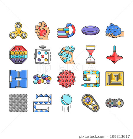 fidget toy fun antistress game icons set vector 109813617