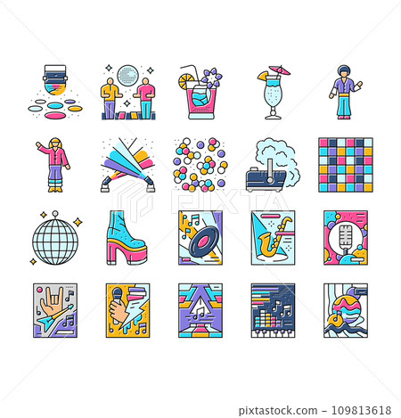 disco party music night dance icons set vector 109813618