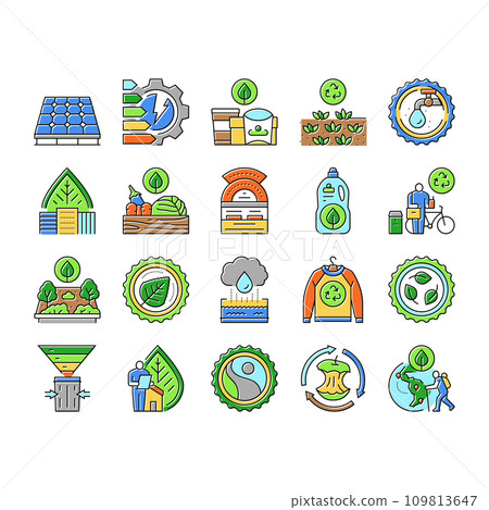 green life nature eco icons set vector 109813647