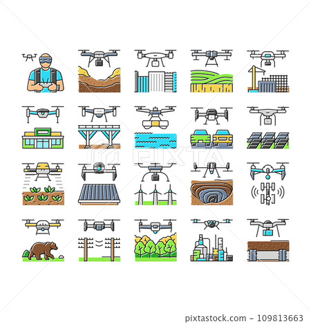 drone commercial use icons set vector drone commercial use icons set vector 109813663