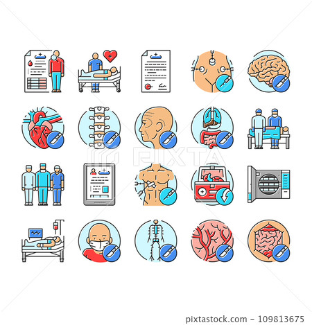 surgeon doctor hospital icons set vector surgeon doctor hospital icons set vector 109813675