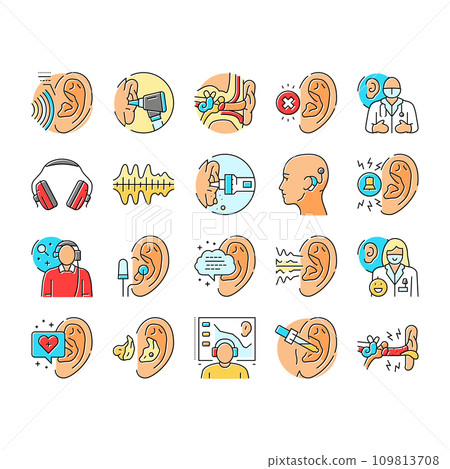 audiologist doctor ear deaf icons set vector audiologist doctor ear deaf icons set vector 109813708