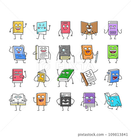 book character education library icons set vector book character education library icons set vector 109813841