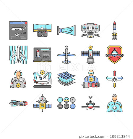 aeronautical engineer aircraft icons set vector 109813844