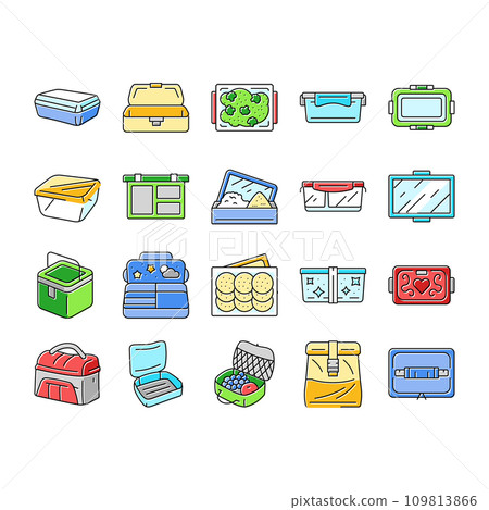 lunch box food school meal icons set vector lunch box food school meal icons set vector 109813866