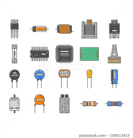 electronic component circuit chip icons set vector 109813915