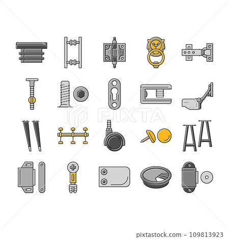 hardware furniture detail fitting icons set vector hardware furniture detail fitting icons set vector 109813923