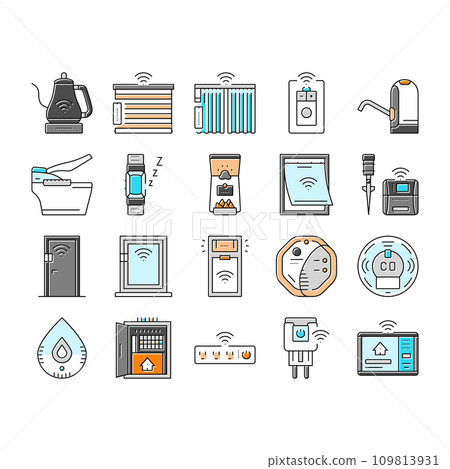 home smart technology control icons set vector home smart technology control icons set vector 109813931