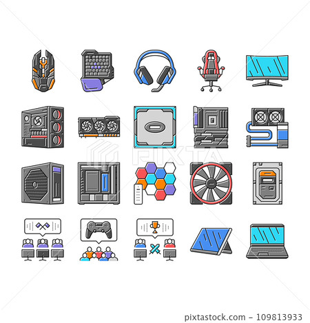 game pc gamer computer online icons set vector game pc gamer computer online icons set vector 109813933
