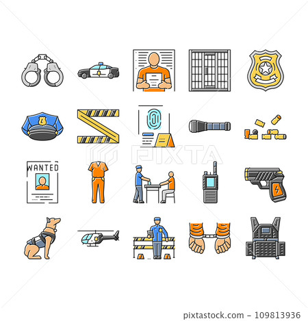 crime scene police evidence icons set vector 109813936