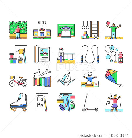 kid leisure child fun happy icons set vector 109813955