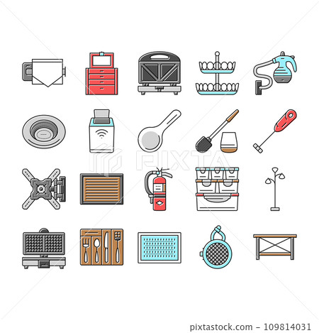 home interior accessories design icons set vector home interior accessories design icons set vector 109814031