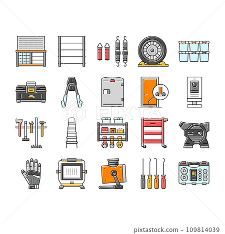 garage tools service auto repair icons set vector 109814039