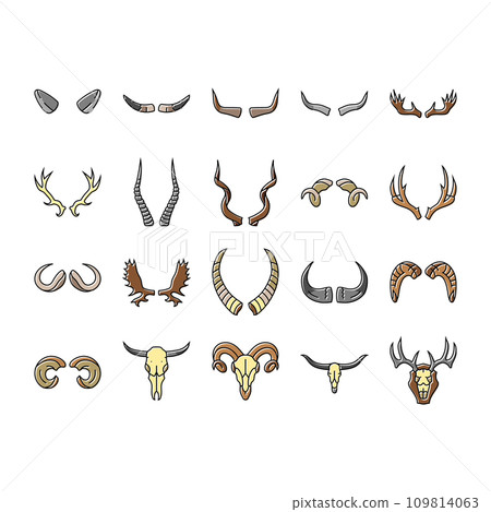 horn animal wildlife nature icons set vector horn animal wildlife nature icons set vector 109814063