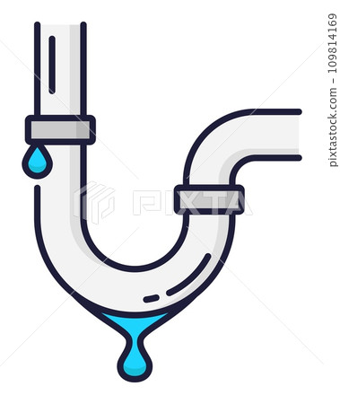 Color plumbing service icon. Toilet, clogged sink or bathroom pipe leakage problems. House plumbing service, bathroom pipe unclog fix thin line vector sign, sewage maintenance linear icon or pictogram Color plumbing service icon. Toilet, clogged sink or bathroom pipe leakage problems. House plumbing service, bathroom pipe unclog fix thin line vector sign, sewage maintenance linear icon or pictogram 109814169