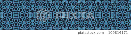 Beautiful seamless pattern in patchwork style with hand drawn watercolor different tiles. Stock illustration. 109814171