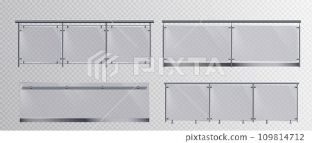 Glass banister for balcony or terrace fence. 109814712