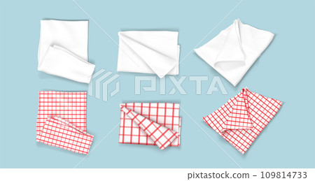 White empty and red gingham handkerchief mockup 109814733