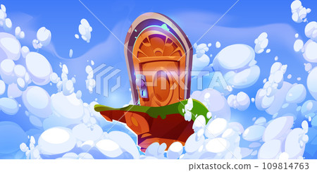 Island with wooden door floating in sky Island with wooden door floating in sky 109814763
