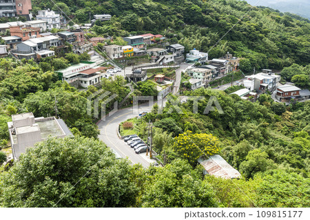View of the old buildings on the Mountain of Jiufen, New Taipei City, Taiwan. View of the old buildings on the Mountain of Jiufen, New Taipei City, Taiwan. 109815177