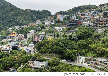 View of the old buildings on the Mountain of Jiufen, New Taipei City, Taiwan. View of the old buildings on the Mountain of Jiufen, New Taipei City, Taiwan. 109815181