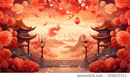 happy chinese new year background. year of 2024. Dragon concept. Generative AI 109815551