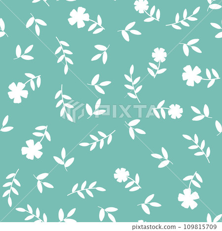 Seamless pattern with white flowers 109815709