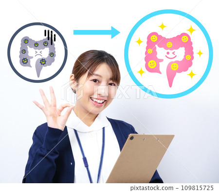 Image of a nurse happy that a patient's intestinal environment has improved Image of a nurse happy that a patient's intestinal environment has improved 109815725