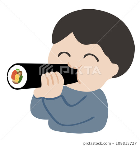 Boy eating Ehomaki 109815727