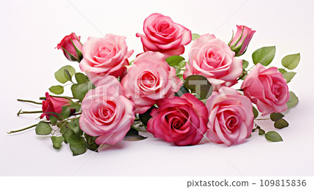 Rose bouquet isolated on white background. Generative AI. 109815836