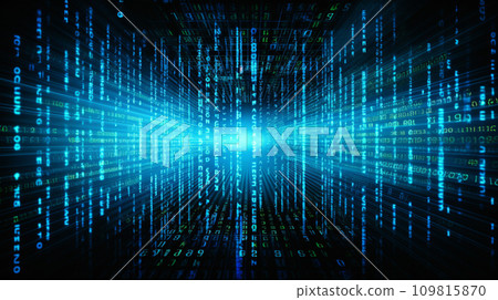 blue digital binary data on computer screen.technology background concept. Genearative AI. blue digital binary data on computer screen.technology background concept. Genearative AI. 109815870