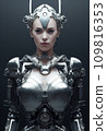 AI-generated content. Portrait of a futuristic female robot. An artistic abstract steampunk fantasy. Concept of a modern robot. 3d rendering AI-generated content. Portrait of a futuristic female robot. An artistic abstract steampunk fantasy. Concept of a modern robot. 3d rendering 109816353