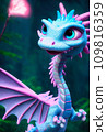 AI-generated content. Portrait of a beautiful cute cartoon dragon. Image of a pink dragon. 3D rendering. AI-generated content. Portrait of a beautiful cute cartoon dragon. Image of a pink dragon. 3D rendering. 109816359