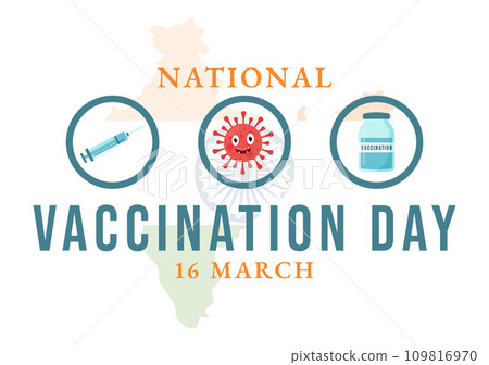 National Vaccination Day Vector Illustration on March 16 with Vaccine Syringe for Strong Immunity from Bacteria and Health Care in Flat Background 109816970