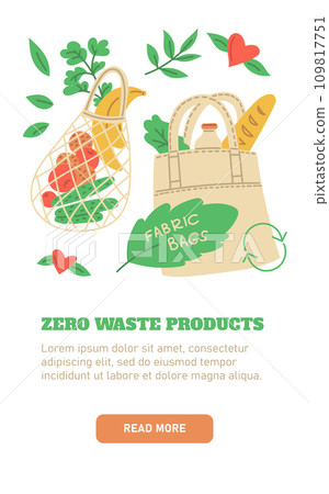 Zero waste concept web page template with reusable shopping bags. 109817751